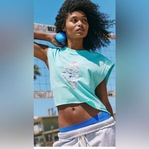 Free People Inspire Logo Tank. NWT. Light turquoise.